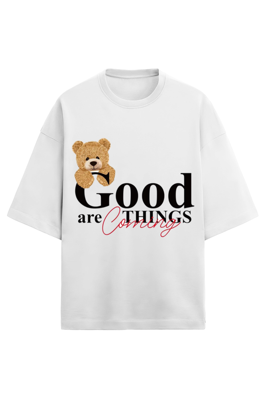 Oversized Teddy Bear Print Tee Shirt for Women