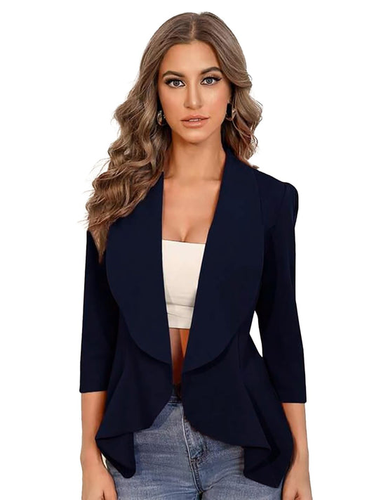 KOTTY Women's Single Breasted Relaxed Fit Shawl Collar 3/4 Sleeve Blazer | Blazer for Women