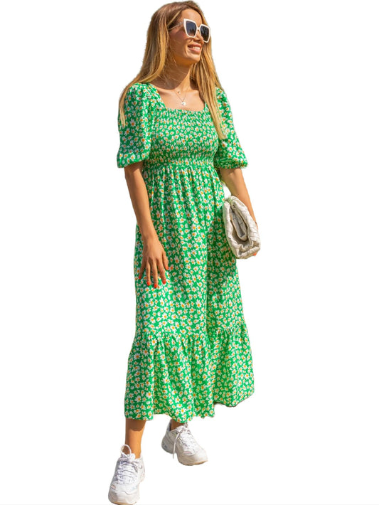 Sheetal Associates Women's Casual Printed Puff Sleeves Maxi Dress | Western dress for Women