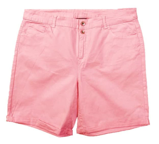HAPPENING Plus Size Women Regular Fit Cotton Denim Shorts(Bermuda)- Jeans Thigh Length- MID Rise- Slight Stretch- Solid Light Pink Color - Waist Size 34" / 36" / 38" / 40" inches