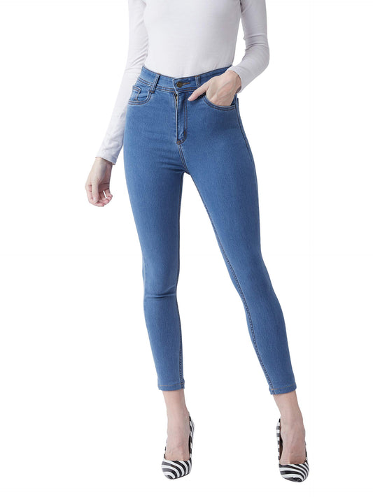 Miss Chase Women's Skinny Fit High Rise Cropped Denim Jeans